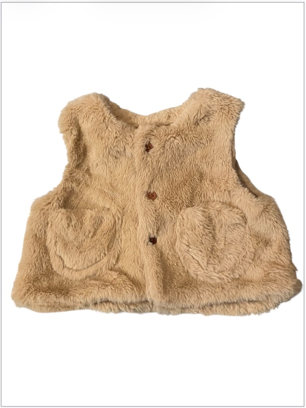 BCBG Girls Tan Faux Fur Vest with Front Pockets